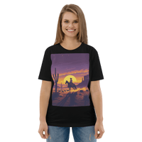 Desert Cowboy Organic Cotton T-Shirt - Western Sunset Graphic Tee - Design Delight Studio