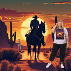 Desert Cowboy Silhouette T-Shirt - Organic Cotton Western Tee - Design Delight Studio