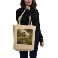 Rustic Country Barn Organic Cotton Tote Bag - Farm Life Eco-Friendly Reusable Shopper - Design Delight Studio