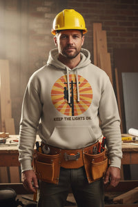 Keep The Lights On Hoodie - Retro Lineman Organic Pullover