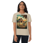 Rustic Ranch Life Organic Cotton T-Shirt - Western Barn Scene - Design Delight Studio