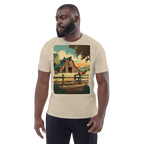Rustic Ranch Life Organic Cotton T-Shirt - Western Barn Scene - Design Delight Studio