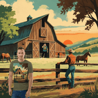 Rustic Ranch Life Organic Cotton T-Shirt - Western Barn Scene - Design Delight Studio