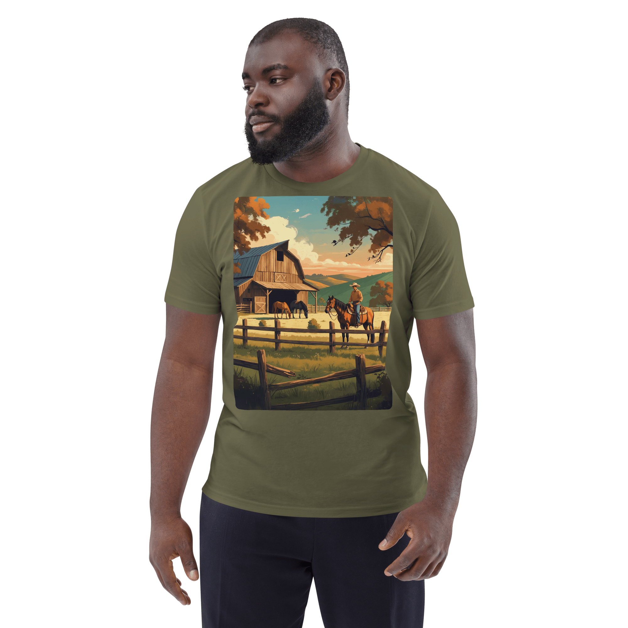 Rustic Ranch Life Tee - Organic Cotton Graphic T-Shirt - Design Delight Studio
