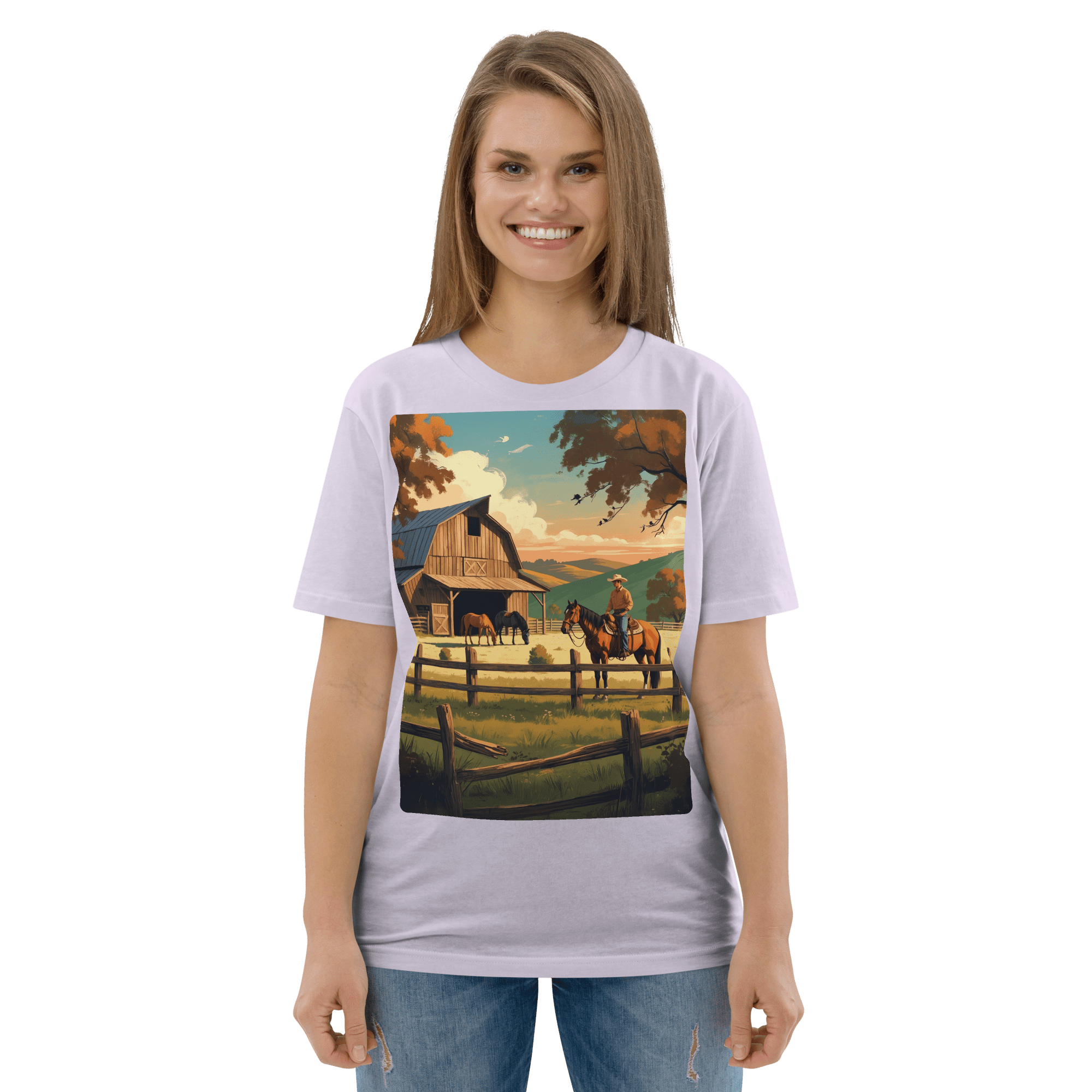 Rustic Ranch Life Tee - Organic Cotton Graphic T-Shirt - Design Delight Studio