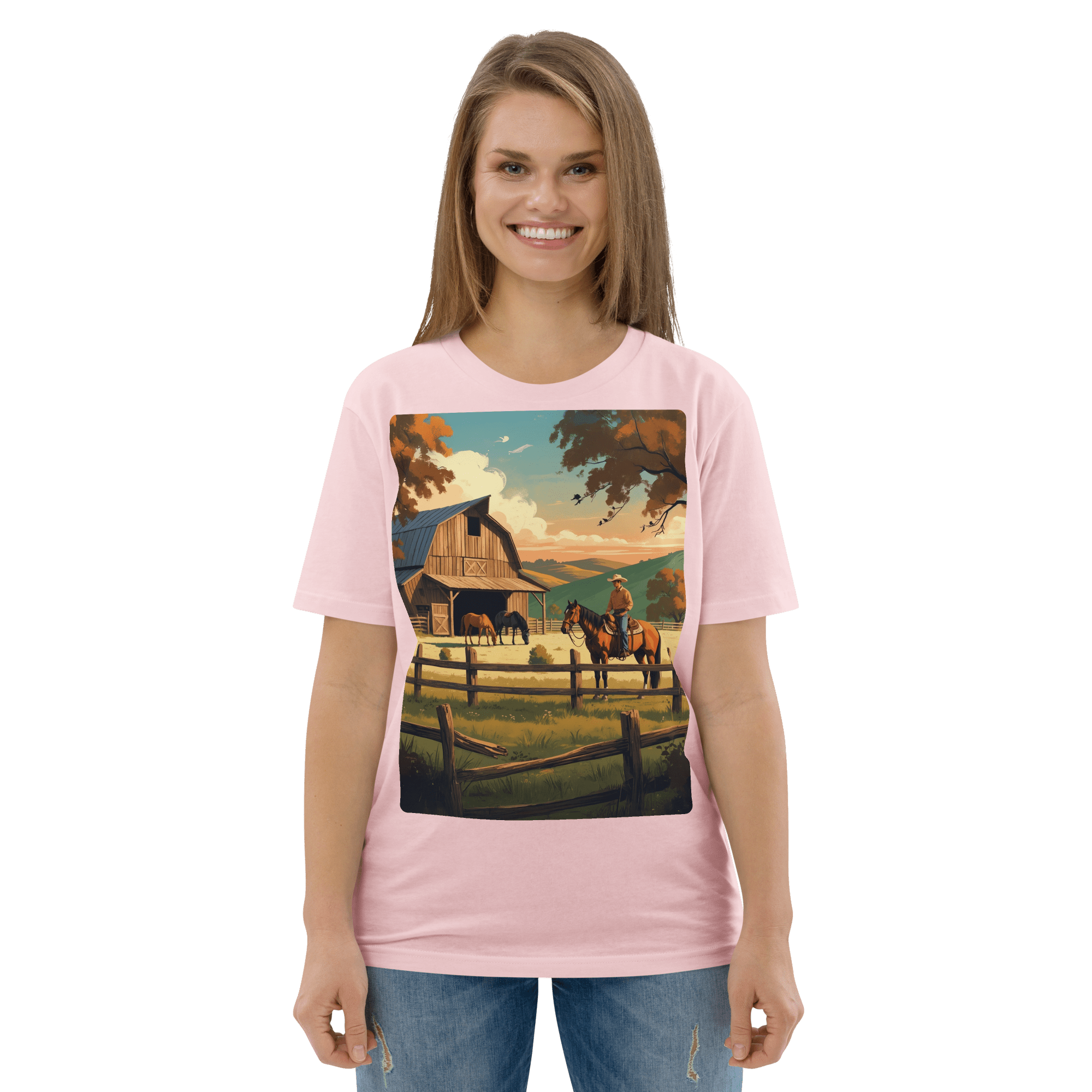 Rustic Ranch Life Tee - Organic Cotton Graphic T-Shirt - Design Delight Studio
