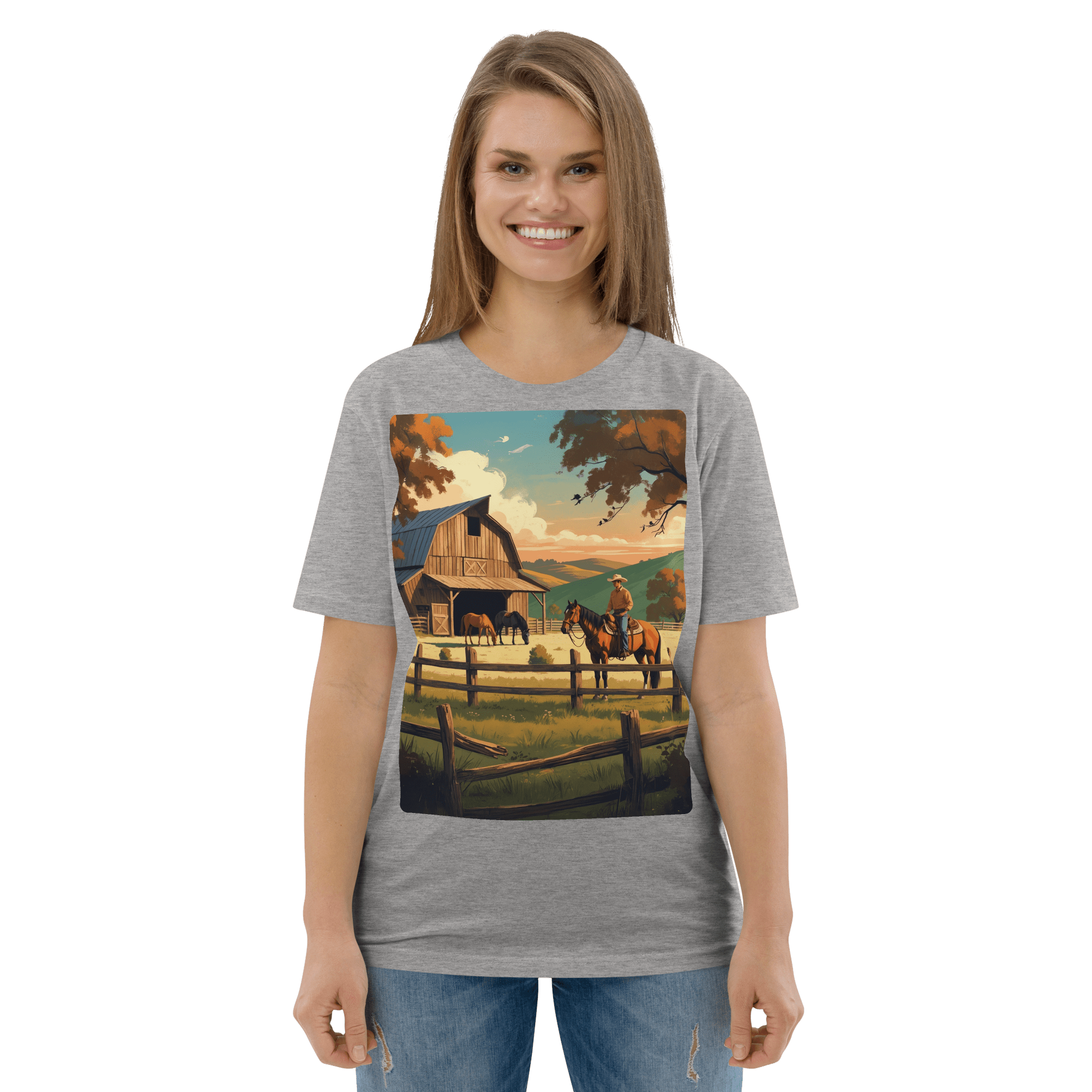 Rustic Ranch Life Tee - Organic Cotton Graphic T-Shirt - Design Delight Studio