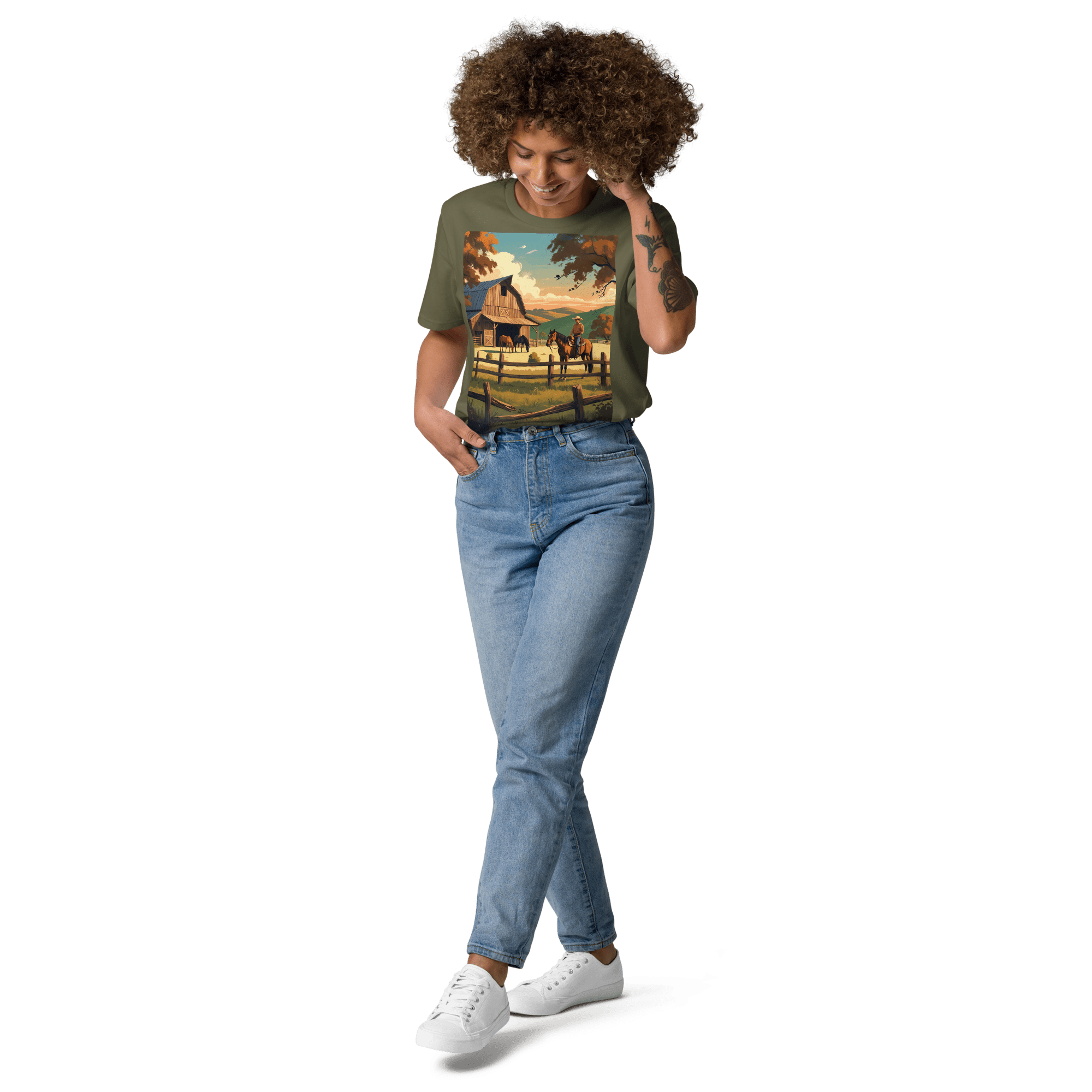 Rustic Ranch Life Tee - Organic Cotton Graphic T-Shirt - Design Delight Studio