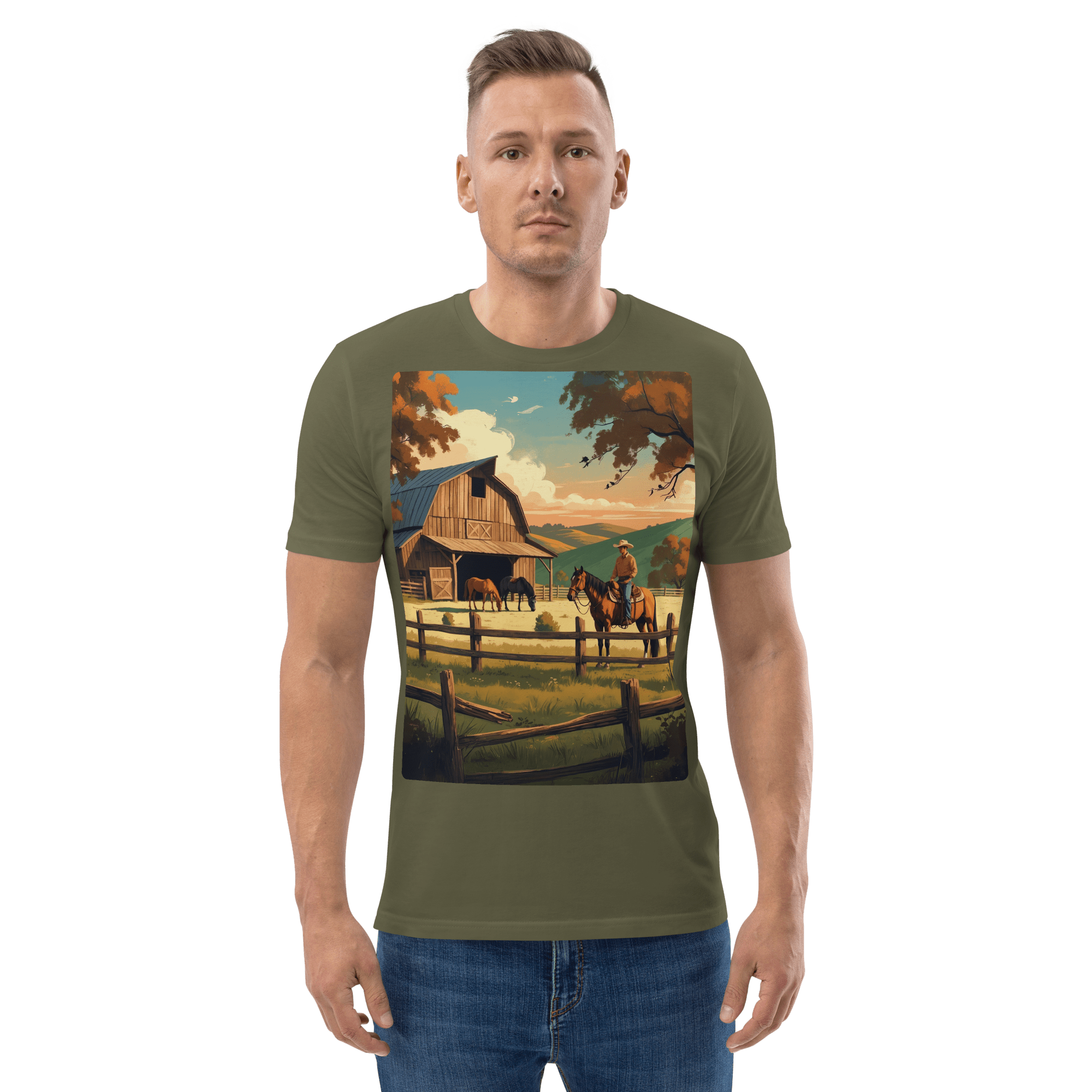 Rustic Ranch Life Tee - Organic Cotton Graphic T-Shirt - Design Delight Studio