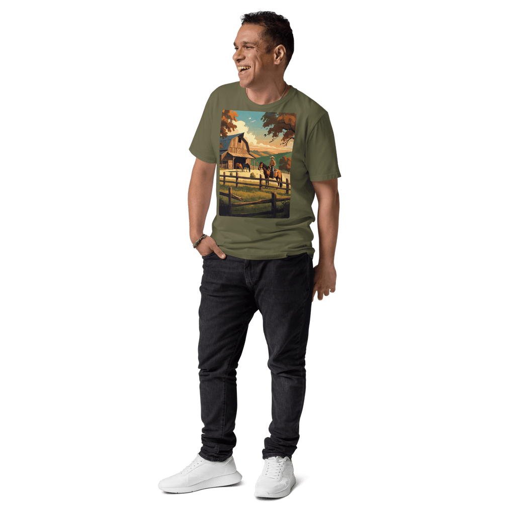 Rustic Ranch Life Tee - Organic Cotton Graphic T-Shirt - Design Delight Studio