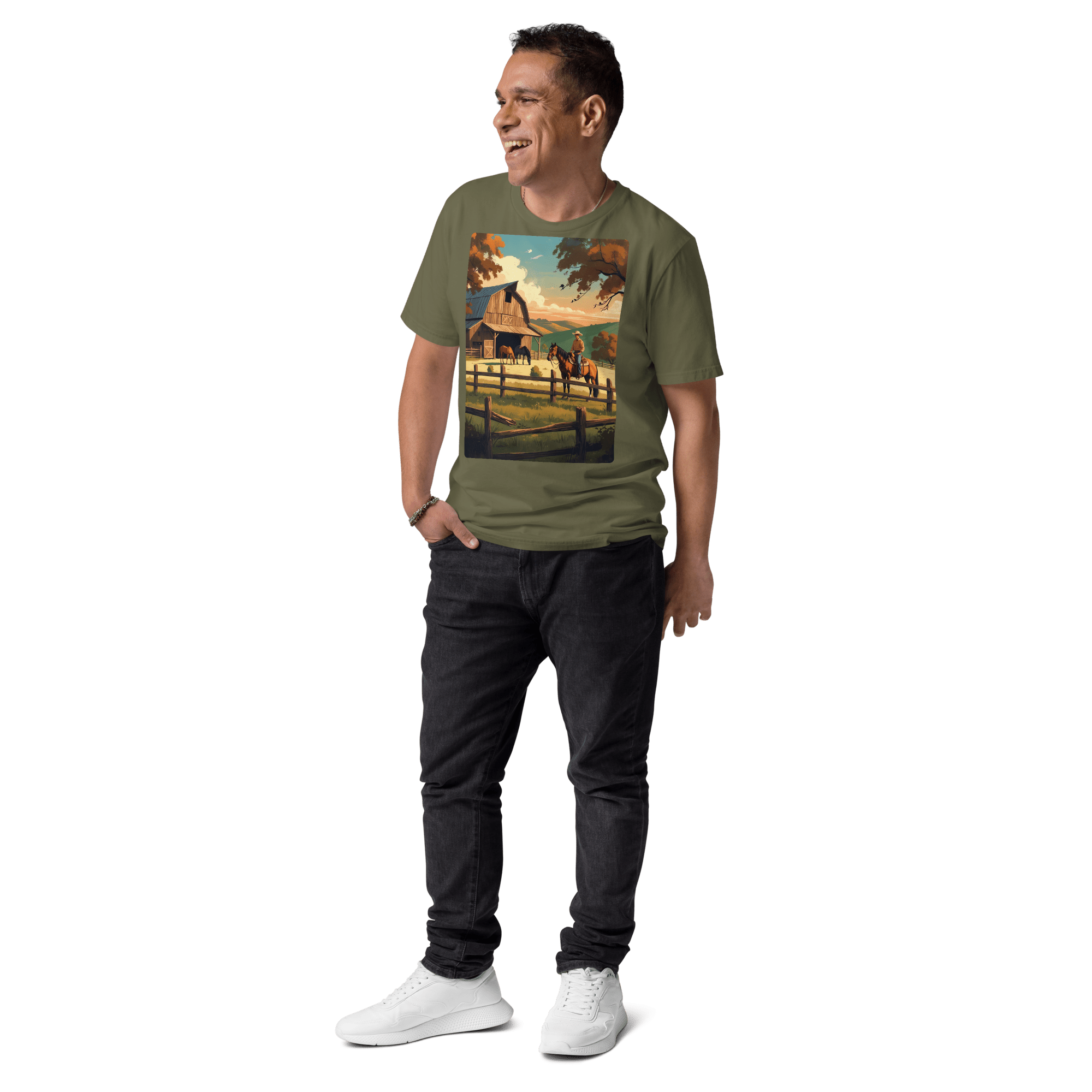 Rustic Ranch Life Tee - Organic Cotton Graphic T-Shirt - Design Delight Studio