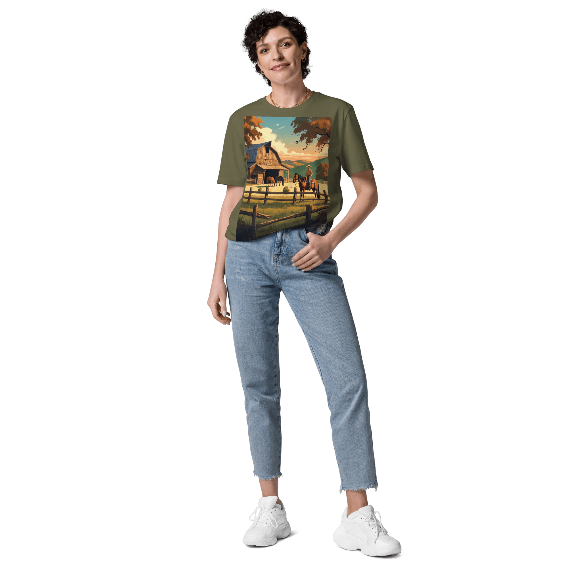 Rustic Ranch Life Tee - Organic Cotton Graphic T-Shirt - Design Delight Studio