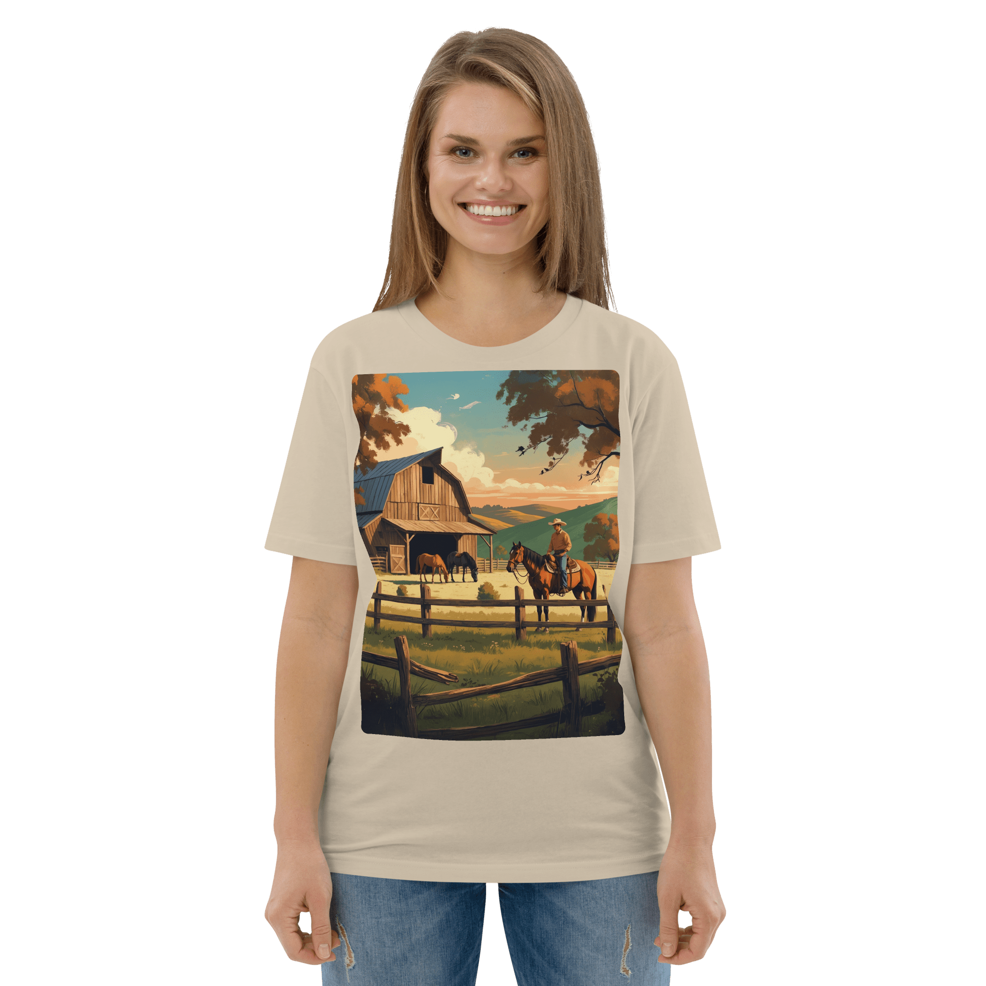 Rustic Ranch Life Tee - Organic Cotton Graphic T-Shirt - Design Delight Studio
