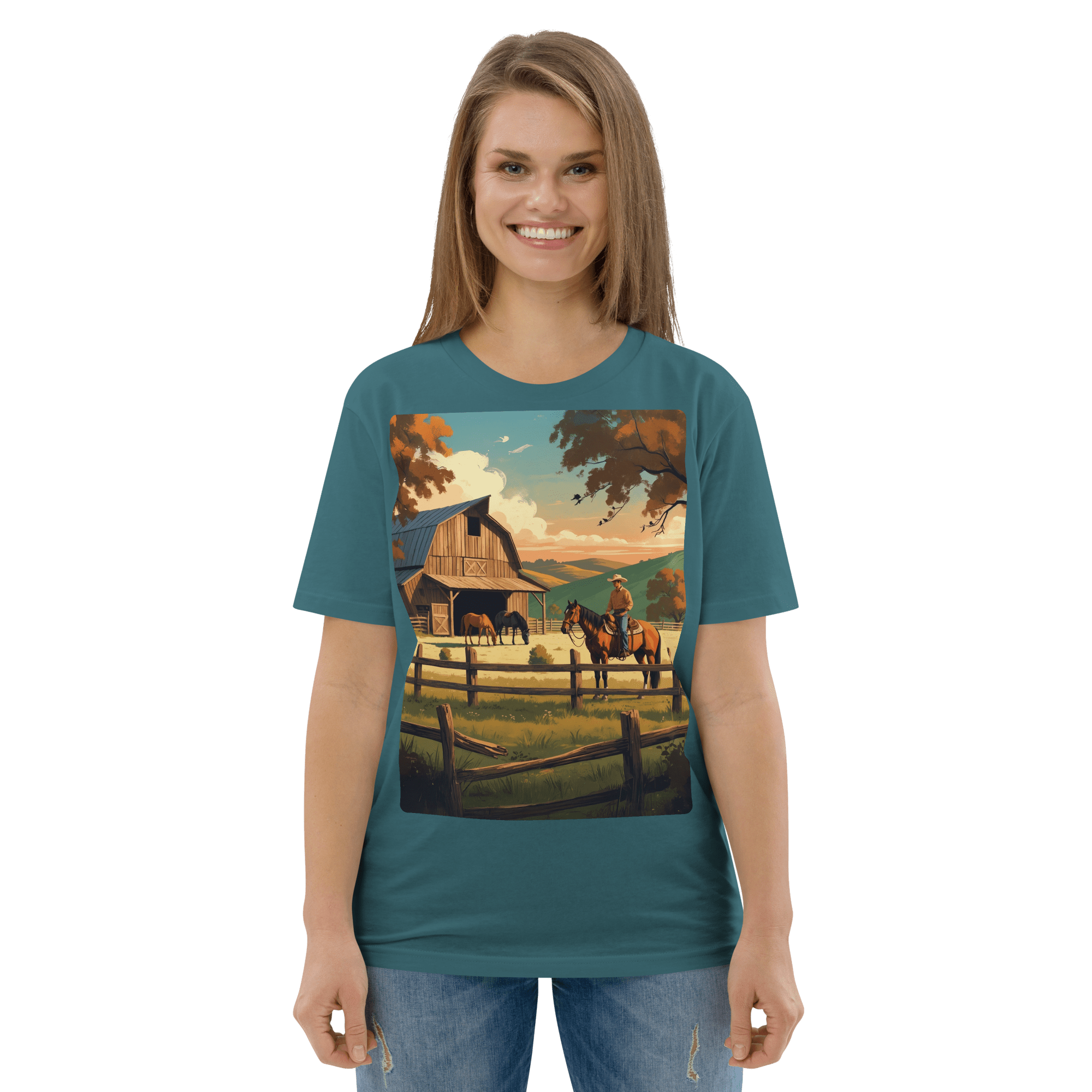 Rustic Ranch Life Tee - Organic Cotton Graphic T-Shirt - Design Delight Studio