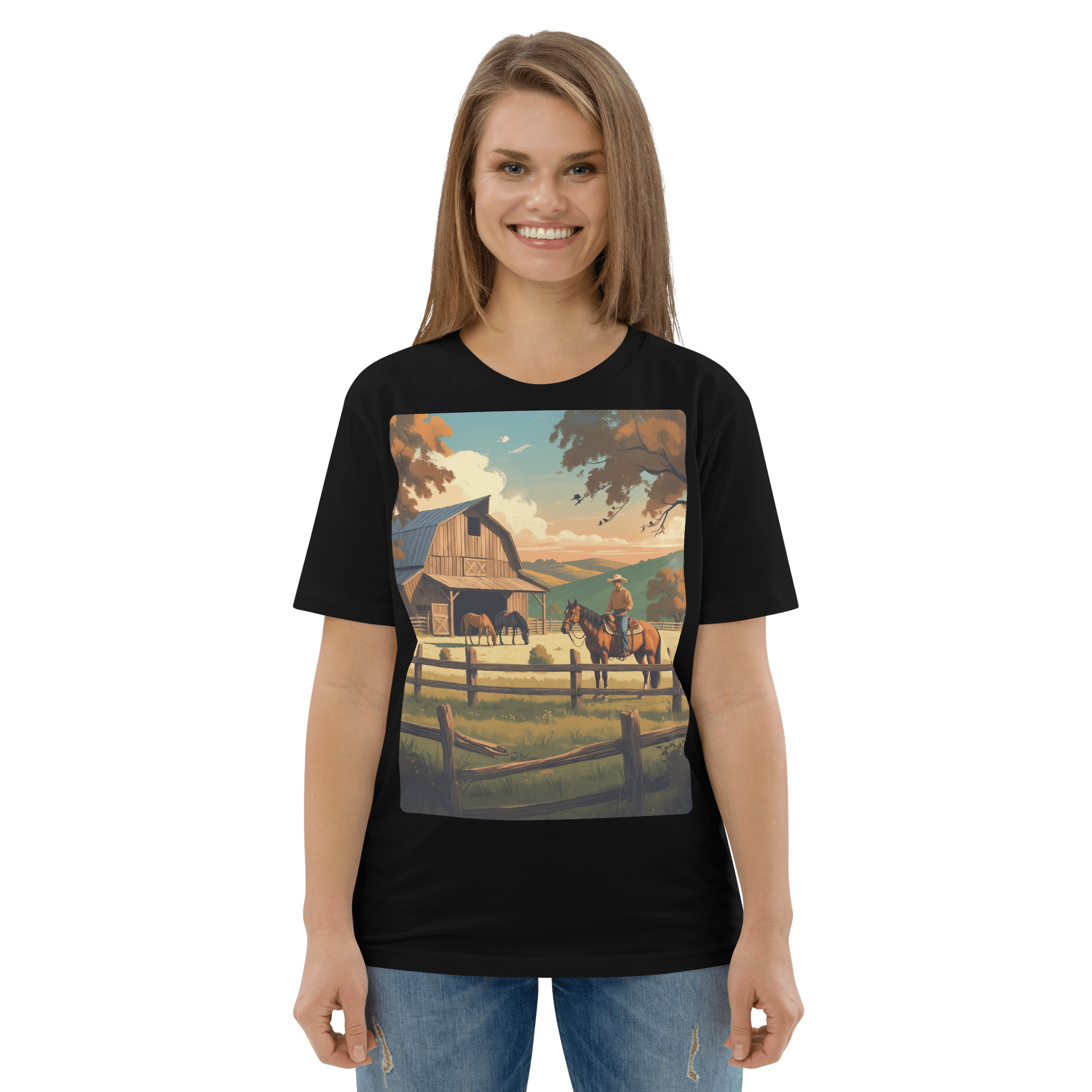 Rustic Ranch Life Tee - Organic Cotton Graphic T-Shirt - Design Delight Studio