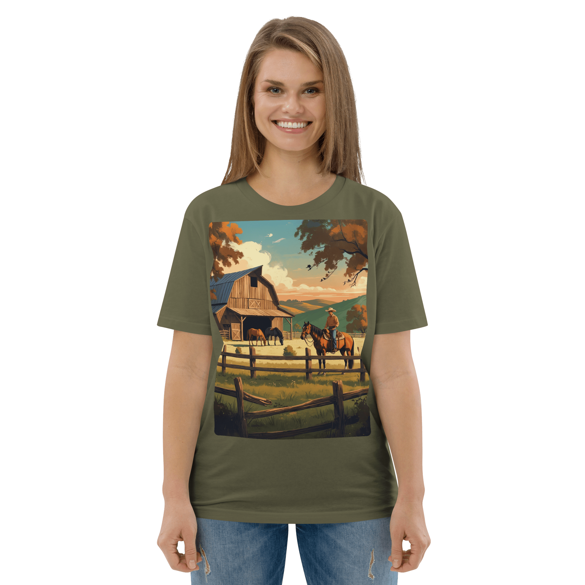 Rustic Ranch Life Tee - Organic Cotton Graphic T-Shirt - Design Delight Studio
