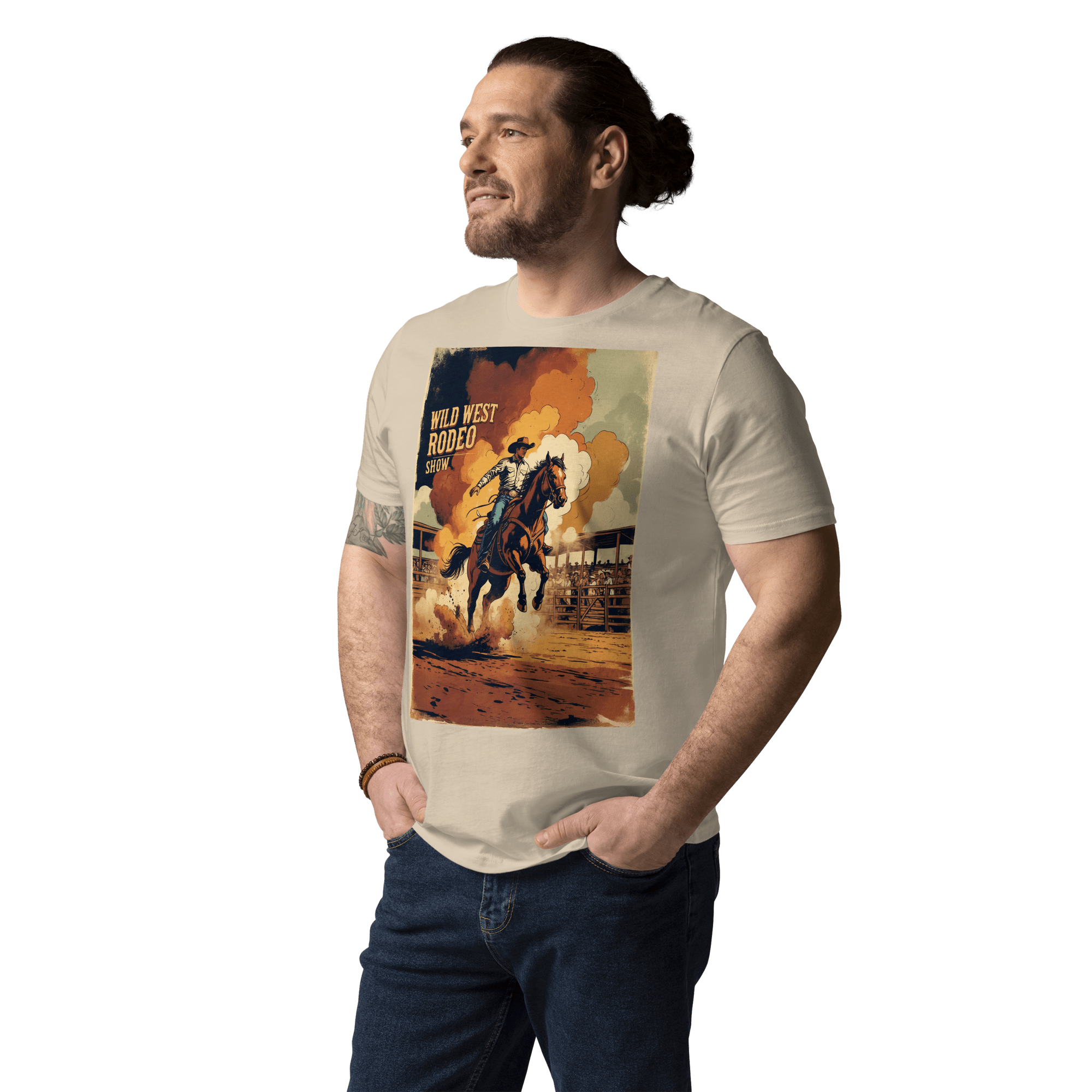 Saddle Up in Style: Cowboy Renaissance Premium Organic Cotton Rodeo Tee - Design Delight Studio
