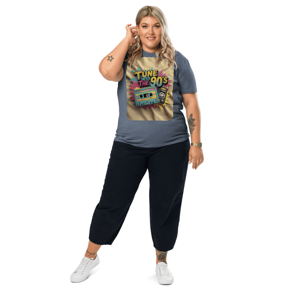 Tune into the 90s T-Shirt - Retro Cassette & Boombox Tee - Vintage Style - Design Delight Studio