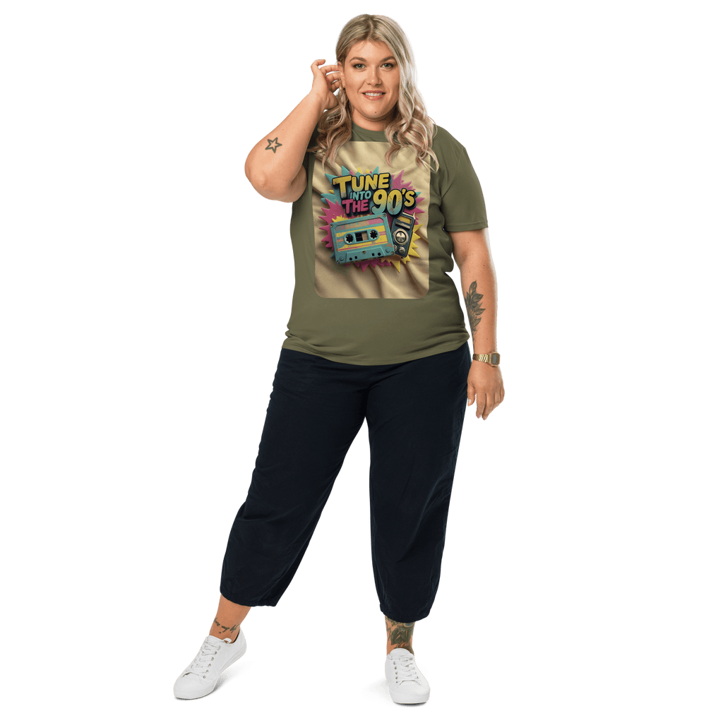 Tune into the 90s T-Shirt - Retro Cassette & Boombox Tee - Vintage Style - Design Delight Studio