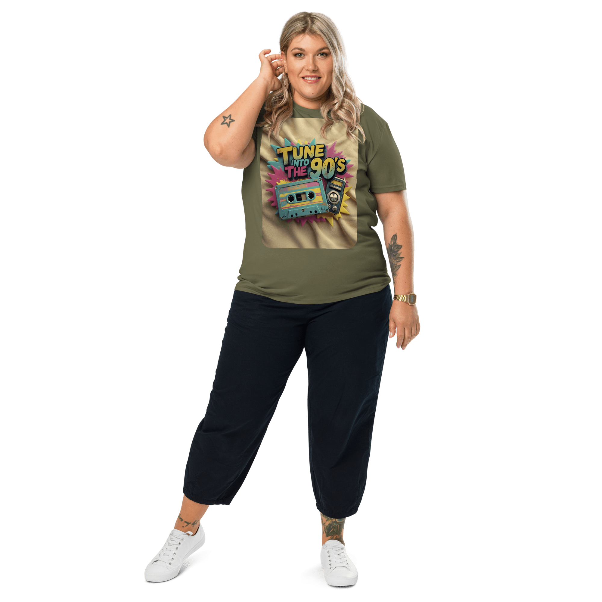 Tune into the 90s T-Shirt - Retro Cassette & Boombox Tee - Vintage Style - Design Delight Studio