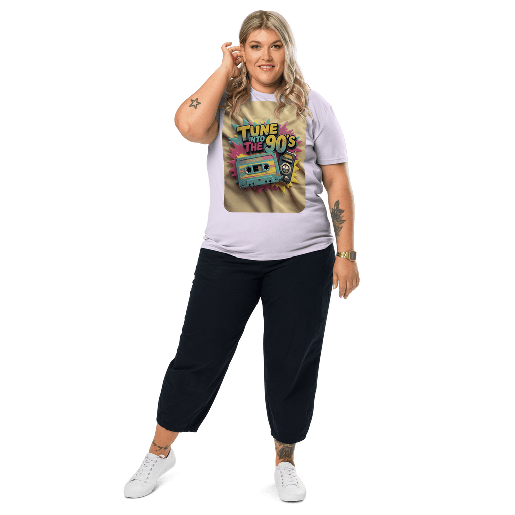 Tune into the 90s T-Shirt - Retro Cassette & Boombox Tee - Vintage Style - Design Delight Studio