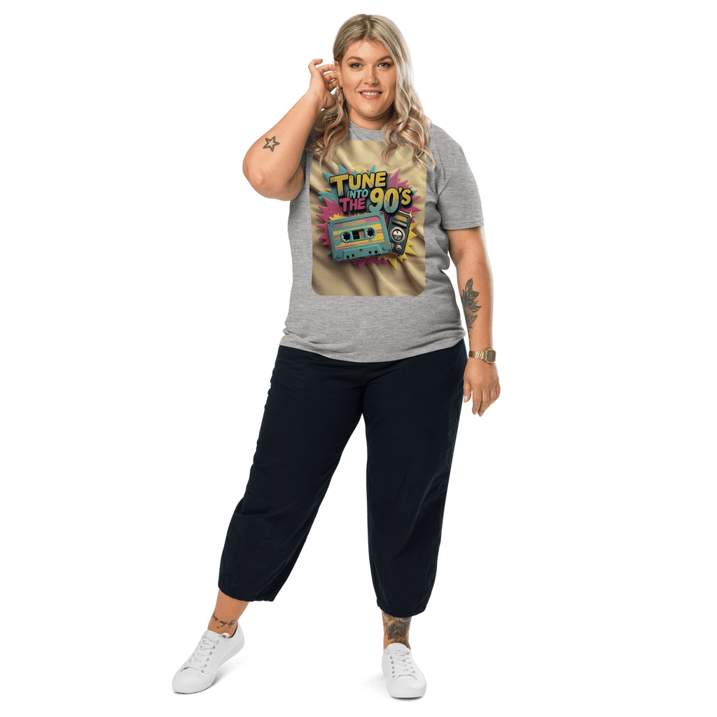 Tune into the 90s T-Shirt - Retro Cassette & Boombox Tee - Vintage Style - Design Delight Studio