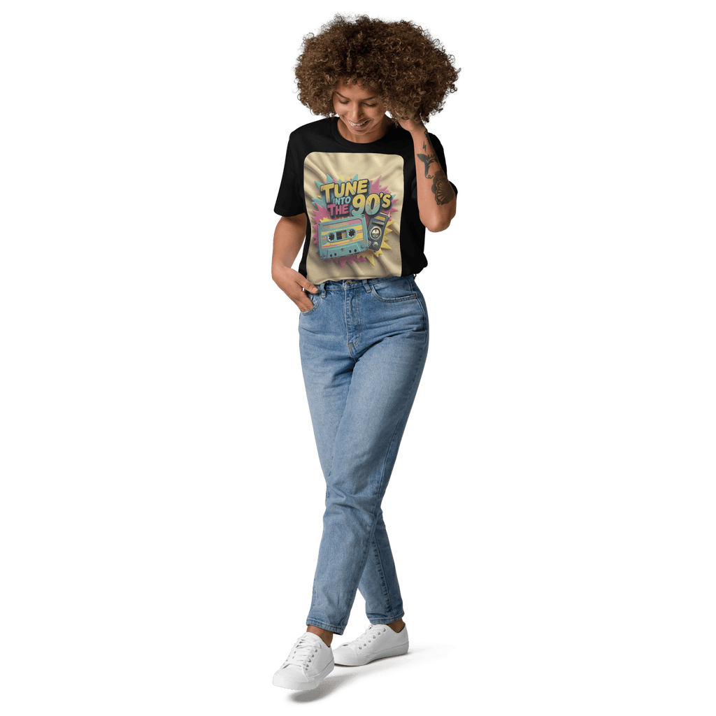 Tune into the 90s T-Shirt - Retro Cassette & Boombox Tee - Vintage Style - Design Delight Studio