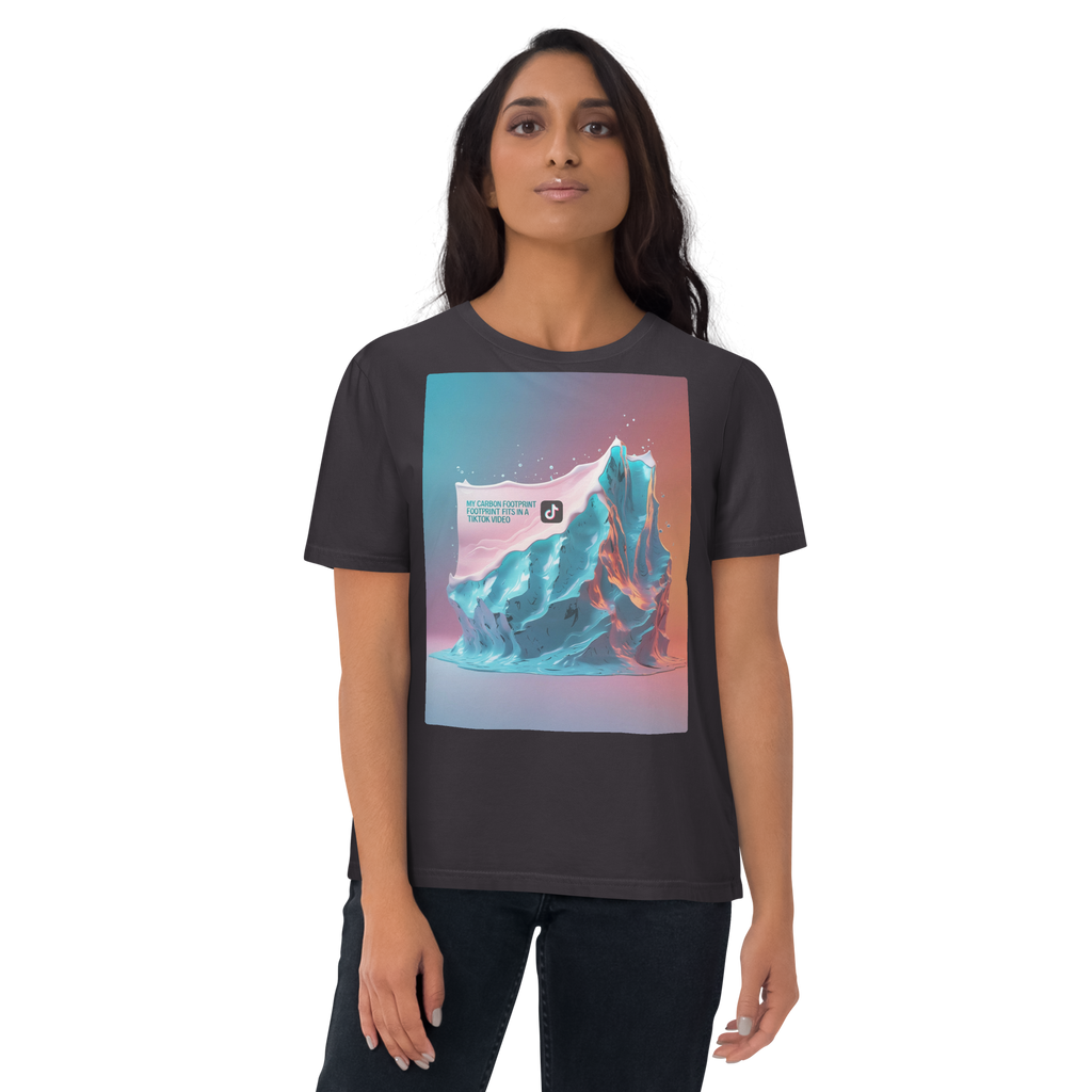 "My Carbon Footprint Fits in a TikTok Video" – Organic Cotton Climate Awareness Tee - Design Delight Studio
