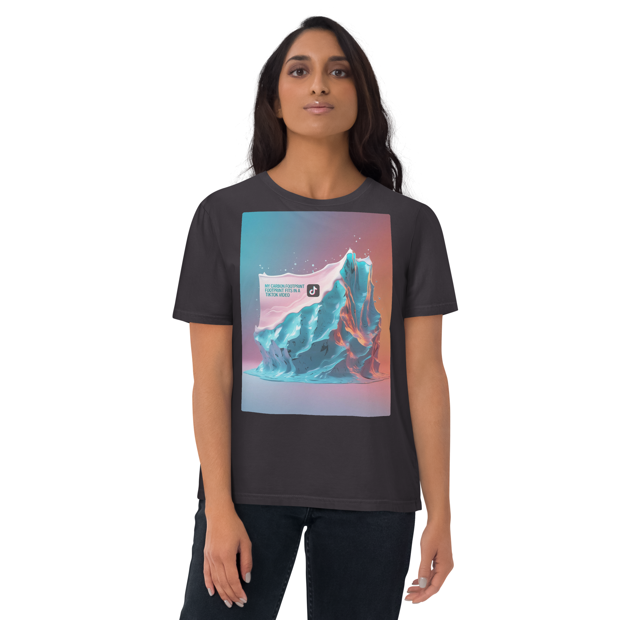 "My Carbon Footprint Fits in a TikTok Video" – Organic Cotton Climate Awareness Tee - Design Delight Studio