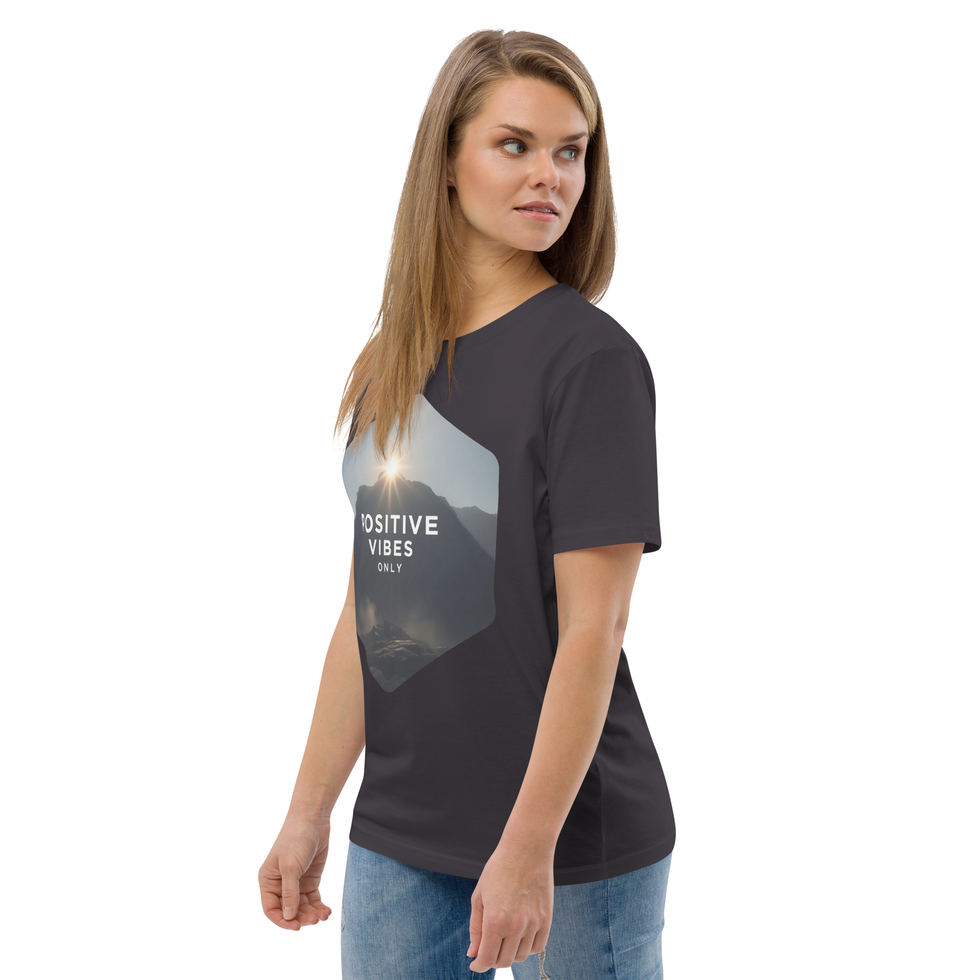 Positive Vibes Only – Inspirational Organic Cotton Tee - Design Delight Studio