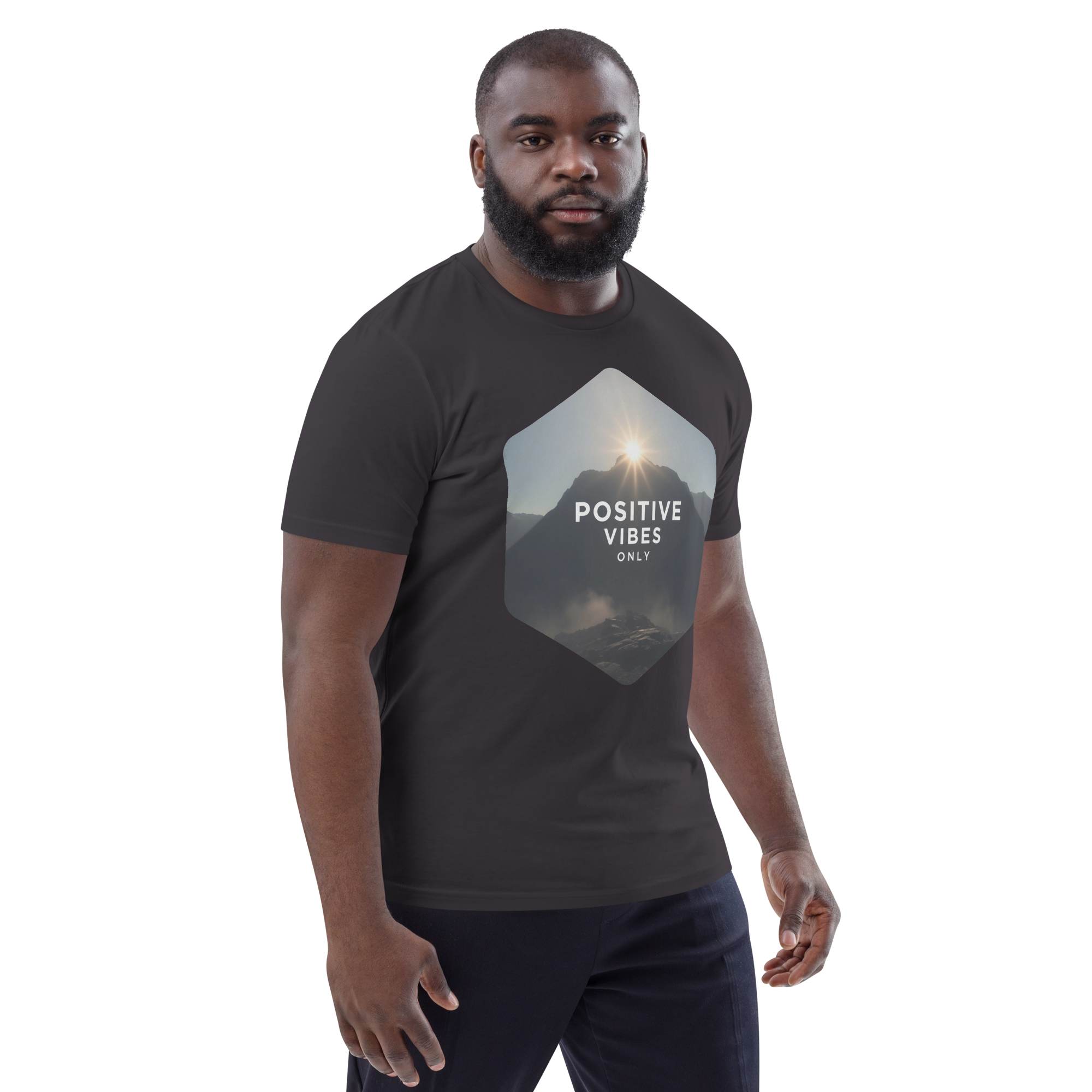 Positive Vibes Only – Inspirational Organic Cotton Tee - Design Delight Studio