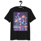 Organic cotton t-shirt – ‘Content Not Found’ social media glitch design. Futuristic, eco-friendly, and perfect for creators & influencers. Free shipping!