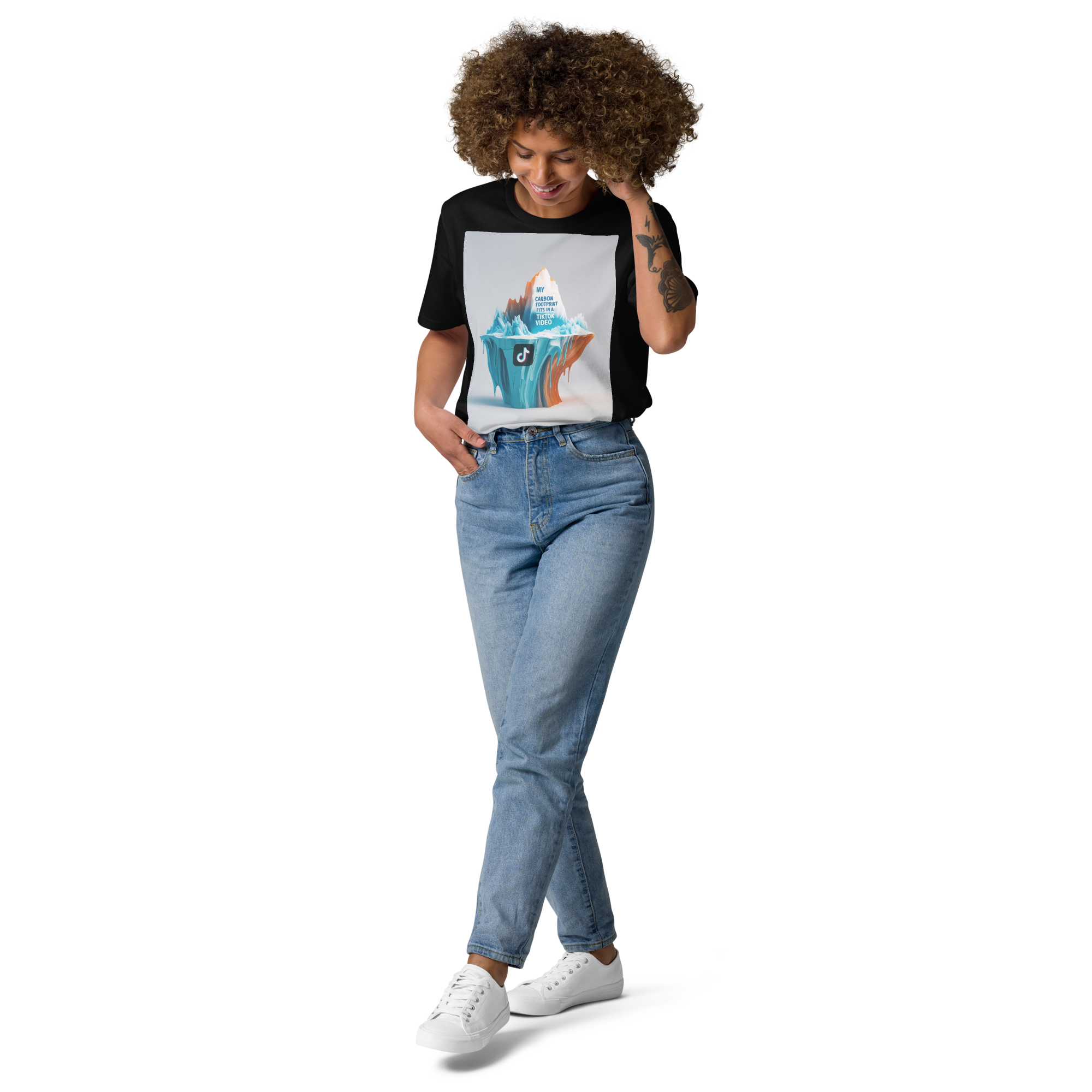 "Viral Footprint: My Carbon Footprint Fits in a TikTok Video" – Organic Cotton Climate Awareness Tee - Design Delight Studio