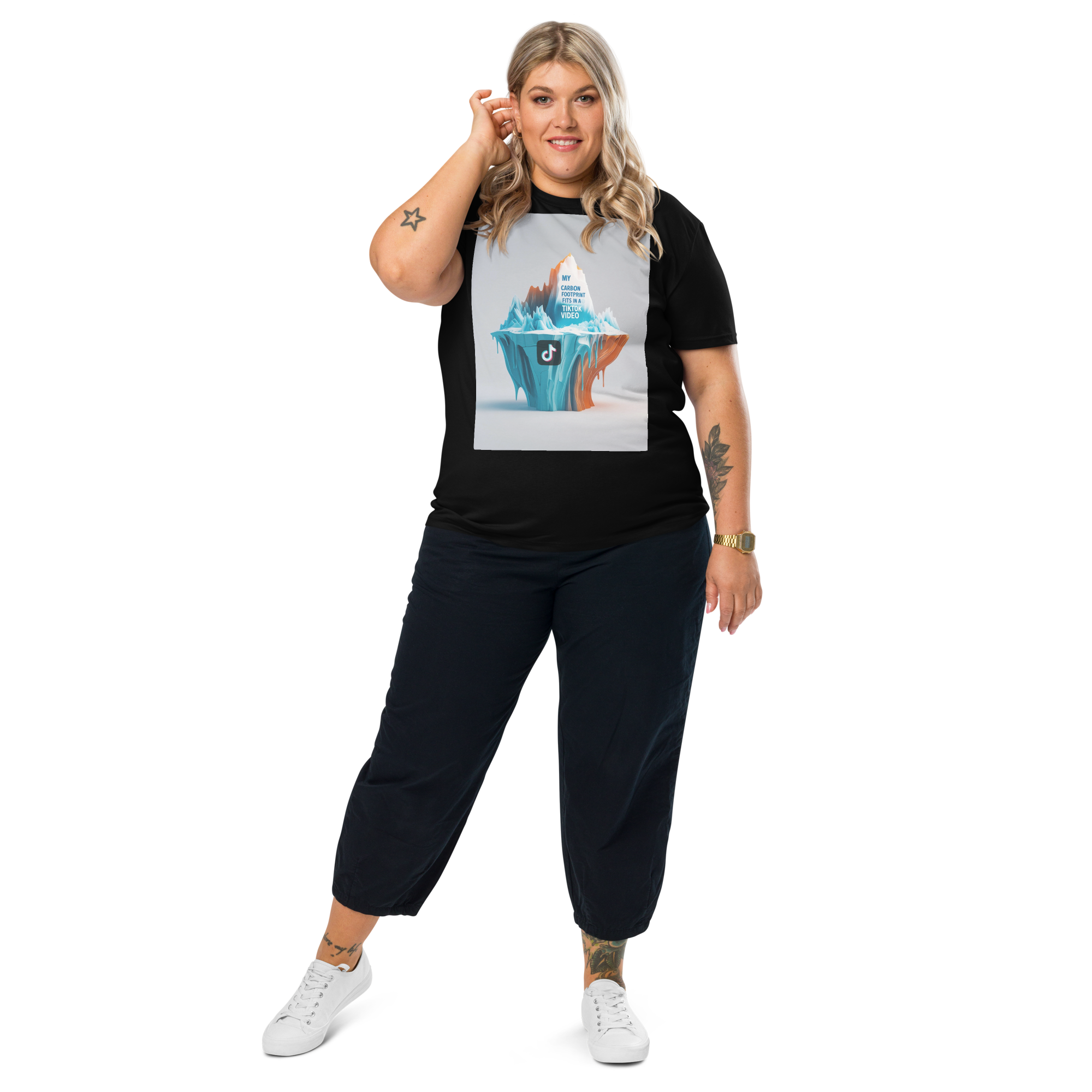 "Viral Footprint: My Carbon Footprint Fits in a TikTok Video" – Organic Cotton Climate Awareness Tee - Design Delight Studio