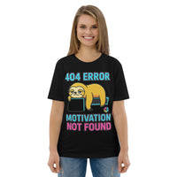 Camiseta meme de hilado en anillo orgánico 404 Motivación no encontrada Perezoso 