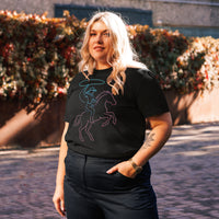 Organic Cotton T‑shirt – Neon Cowgirl and Bucking Horse