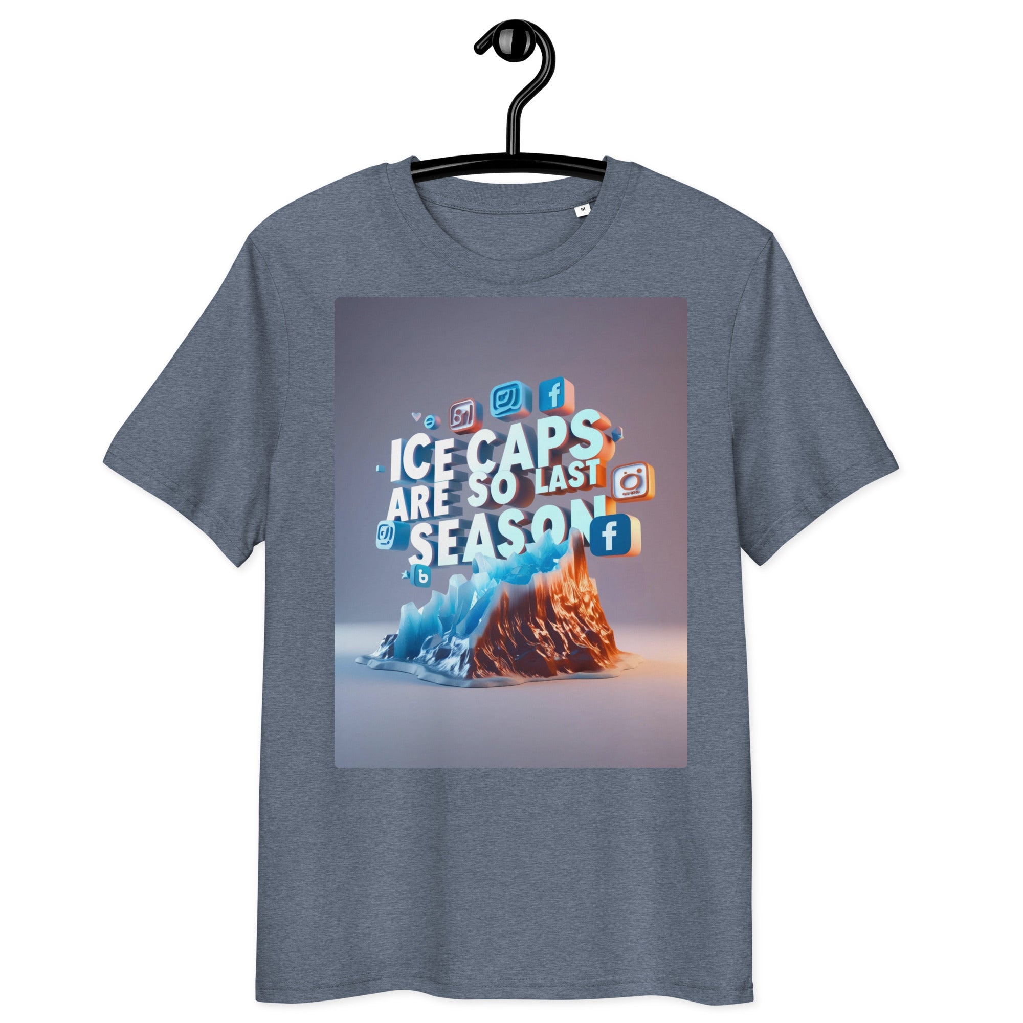 Sustainable organic cotton t-shirt – ‘Ice Caps Are So Last Season’ climate activism design. Eco-friendly, ethically made, soft, and stylish. Free shipping available!