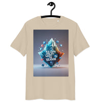 Sustainable organic cotton t-shirt – ‘Ice Caps Are So Last Season’ climate awareness design. Eco-friendly, ethically made, soft, and stylish. Free shipping available!