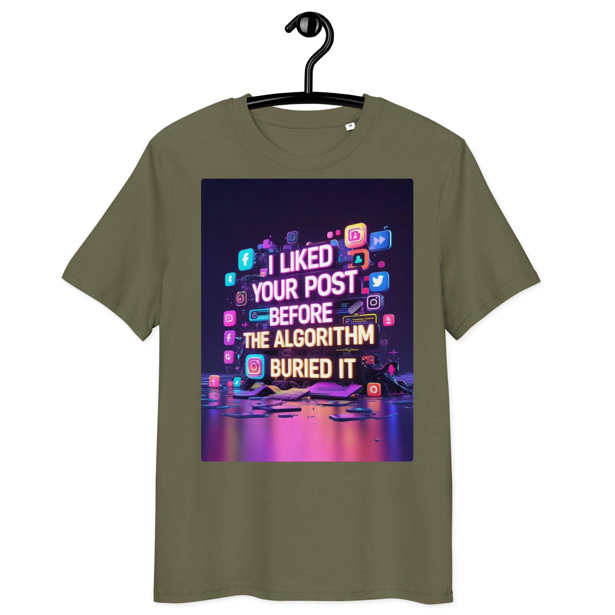 organic cotton tee blends social media humor & activism