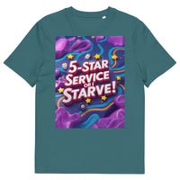 Organic cotton t-shirt – ‘5-Star Service or Starve!’ bold gig economy satire design. Soft, eco-friendly & perfect for delivery drivers, freelancers & service workers!