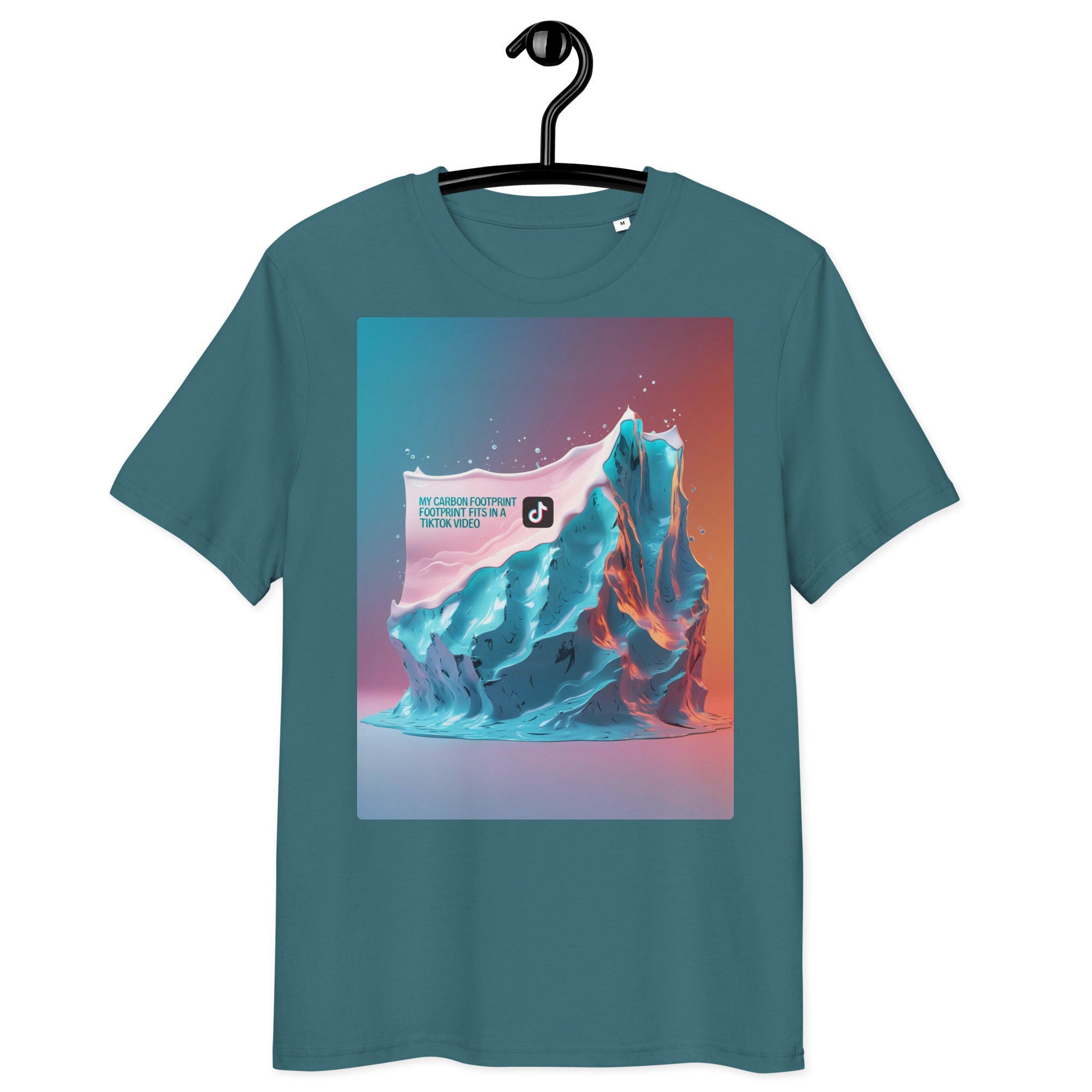 Sustainable fashion tee – ‘My Carbon Footprint Fits in a TikTok Video’ organic cotton t-shirt. Eco-conscious, ethically made, soft, and stylish. Free shipping available!