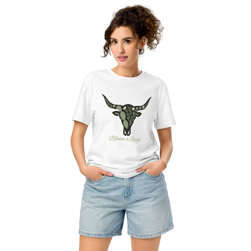 unisex-organic-mid-light-t-shirt-white-front-bloom and range