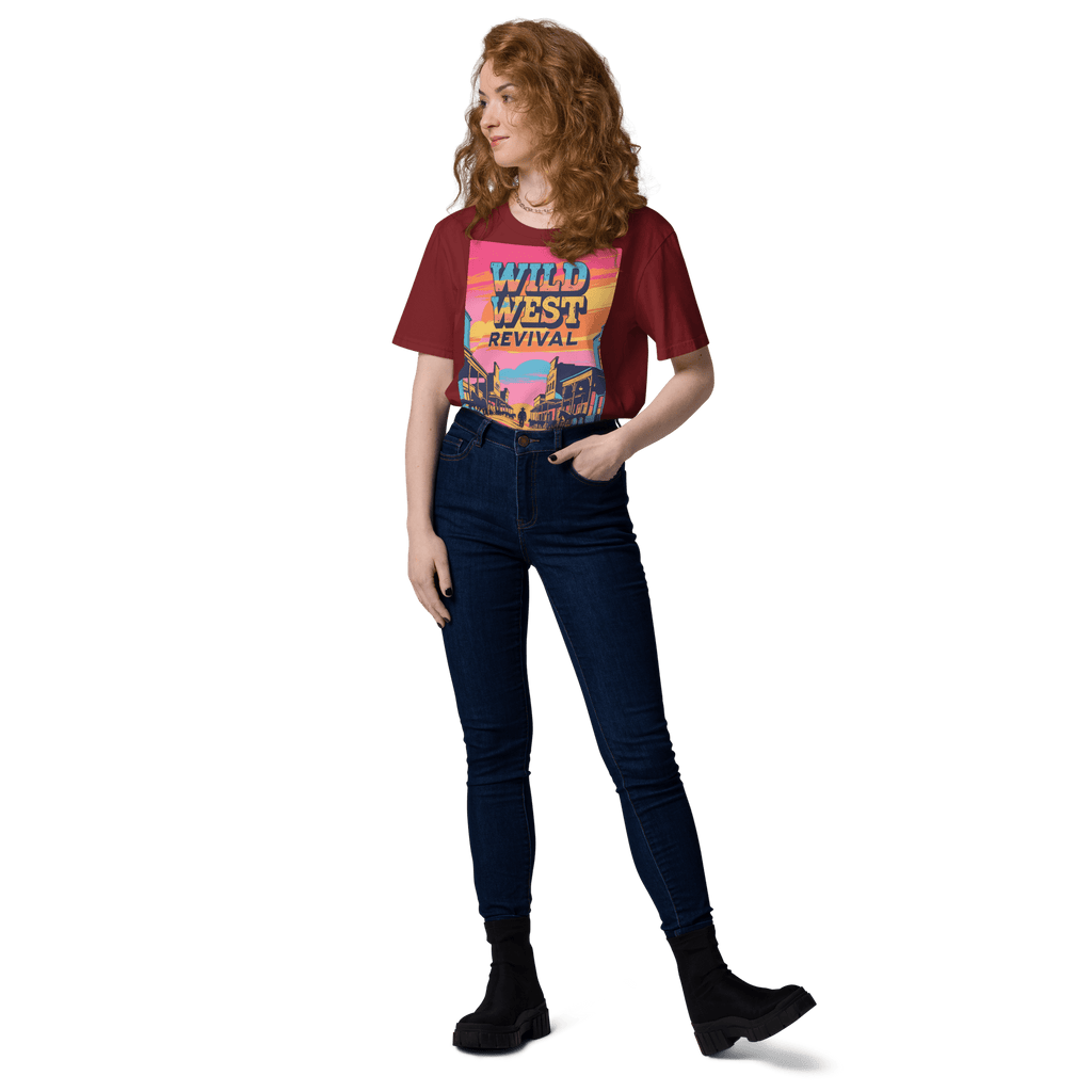 Wild West Revival T-Shirt - Retro Cowboy Graphic Organic Tee - Design Delight Studio