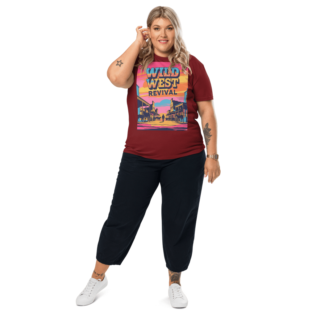 Wild West Revival T-Shirt - Retro Cowboy Graphic Organic Tee - Design Delight Studio