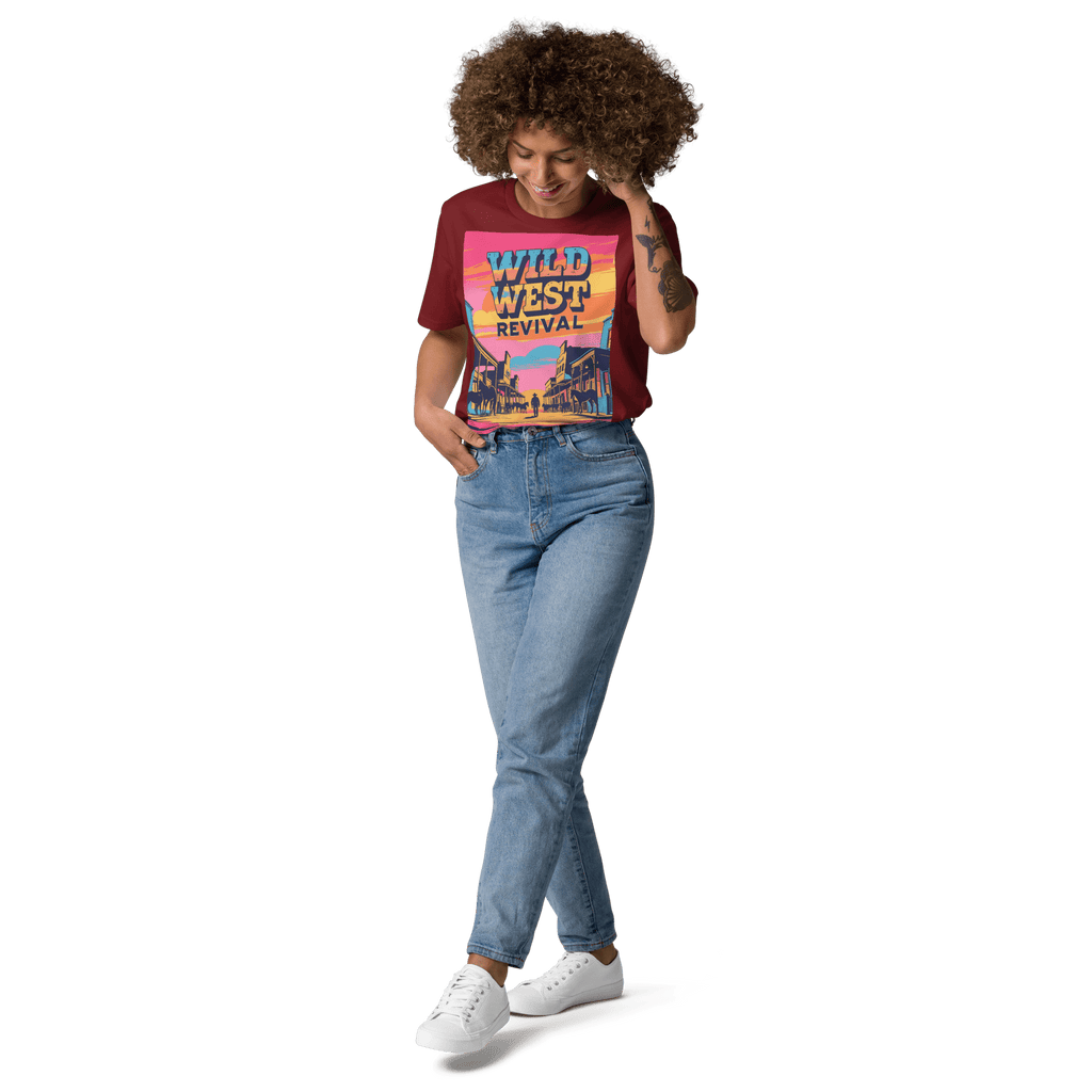 Wild West Revival T-Shirt - Retro Cowboy Graphic Organic Tee - Design Delight Studio