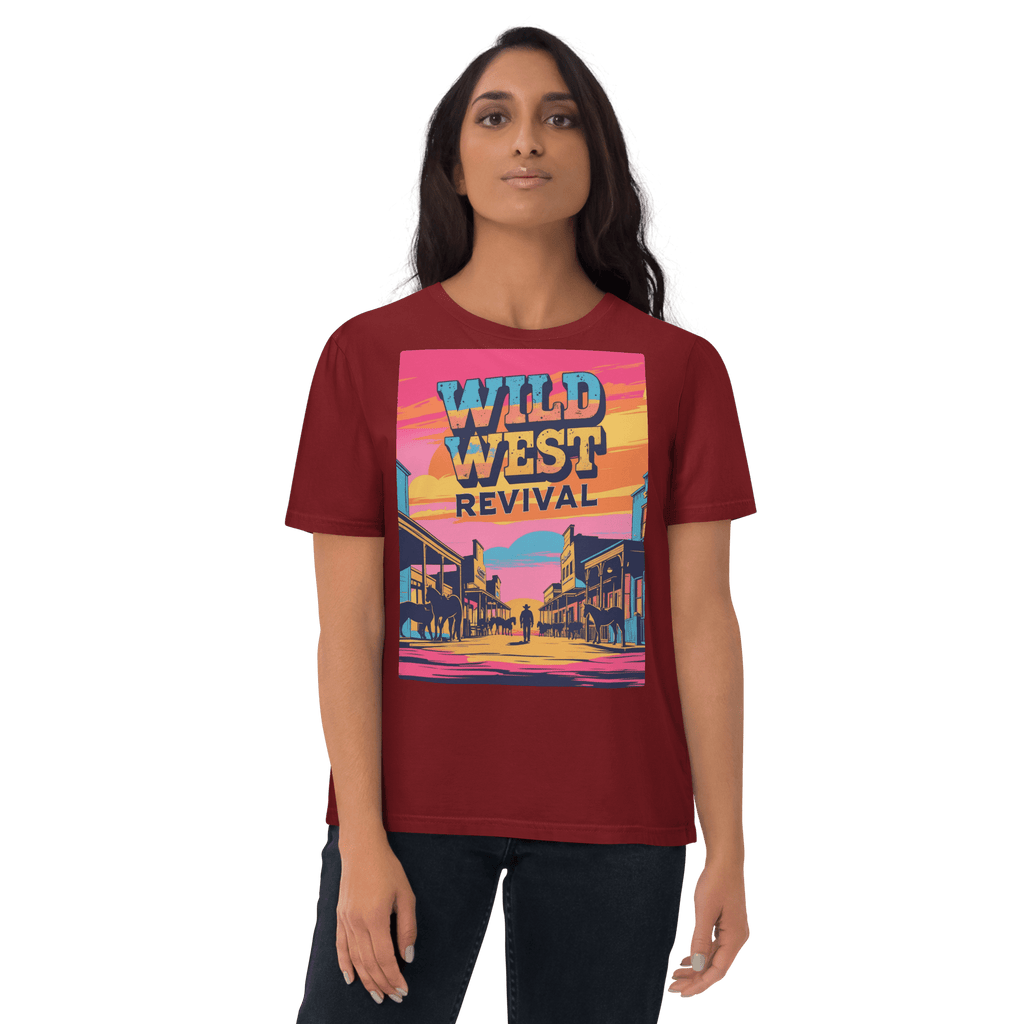 Wild West Revival T-Shirt - Retro Cowboy Graphic Organic Tee - Design Delight Studio