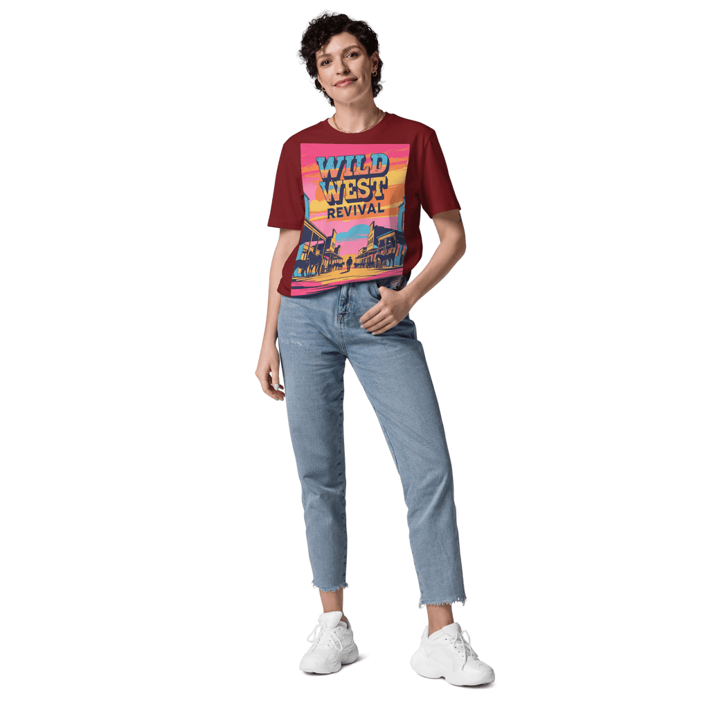 Wild West Revival T-Shirt - Retro Cowboy Graphic Organic Tee - Design Delight Studio