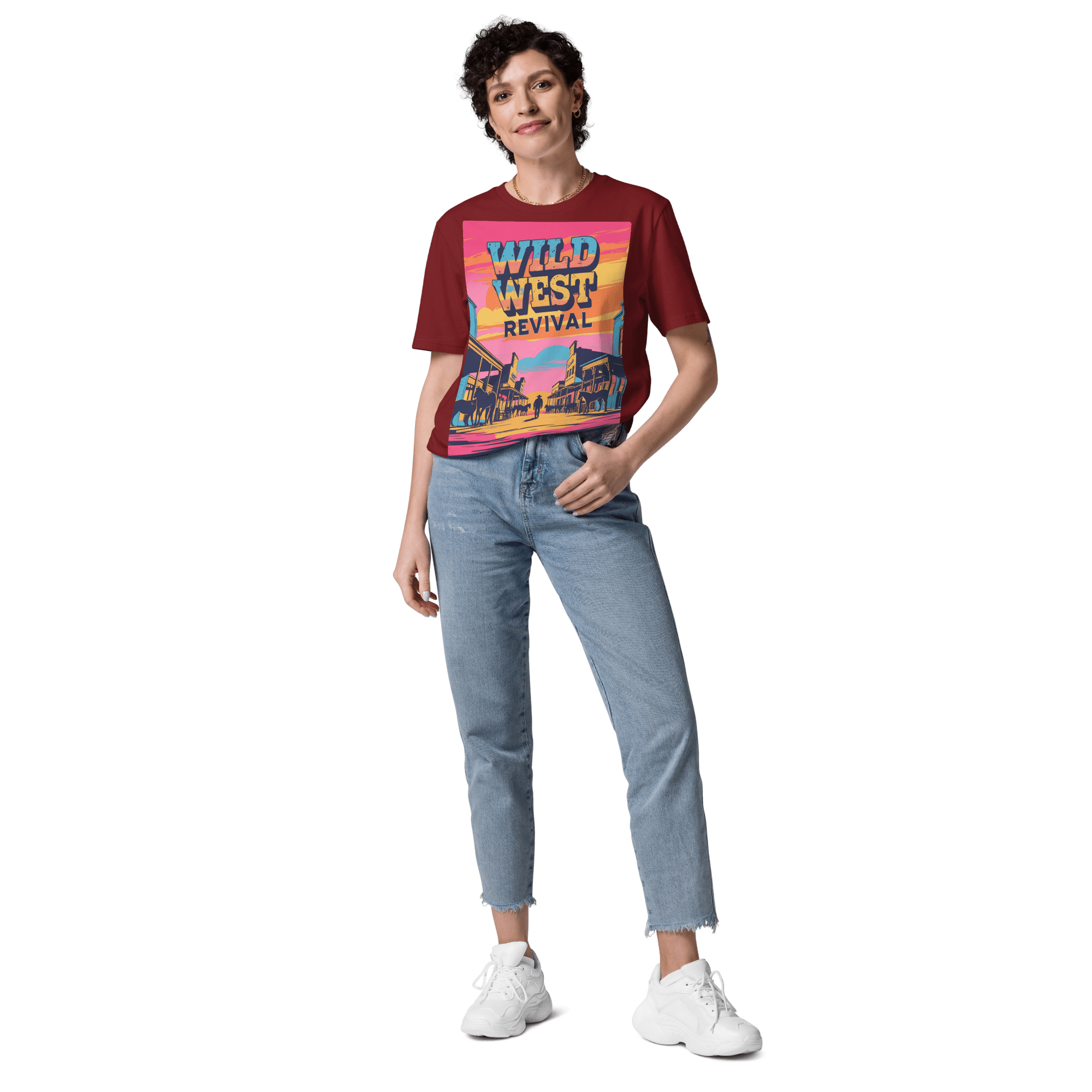 Wild West Revival T-Shirt - Retro Cowboy Graphic Organic Tee - Design Delight Studio